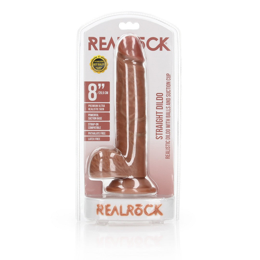 DILDO REALISTA COM TESTÍCULOS STRAIGHT 8 /20.5 CM REALROCK