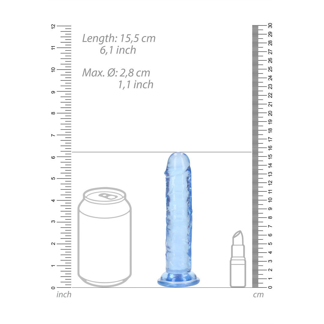 DILDO STRAIGHT REALISTIC CRYSTAL CLEAR 6 /14.5 CM AZUL REALROCK