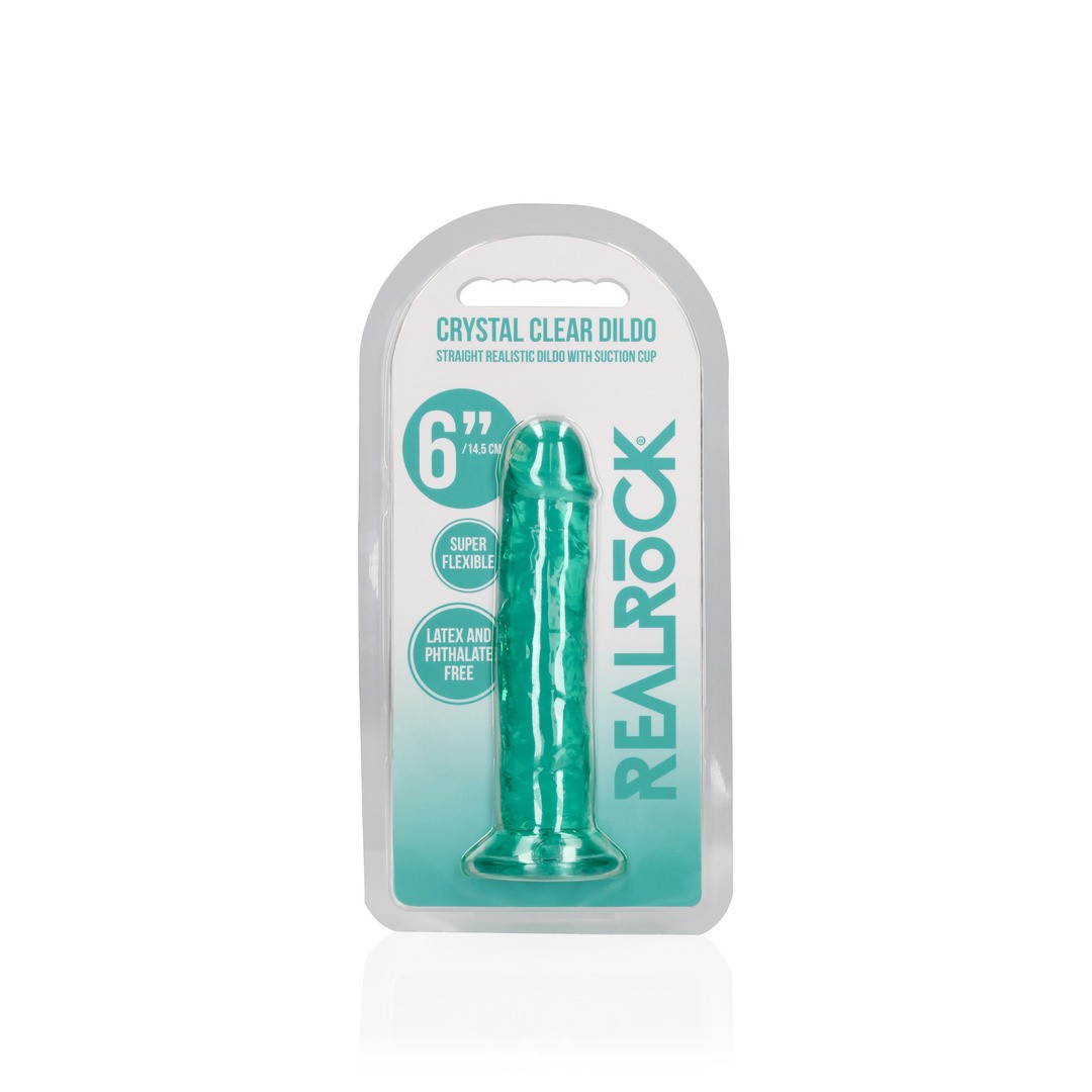 DILDO STRAIGHT REALISTIC CRYSTAL CLEAR 6 /14.5 CM VERDE REALROCK