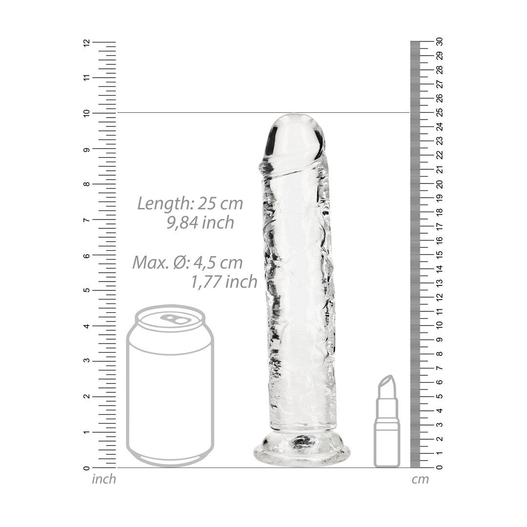 DILDO STRAIGHT REALISTIC CRYSTAL CLEAR 9 /23 CM TRANSPARENTE REALROCK