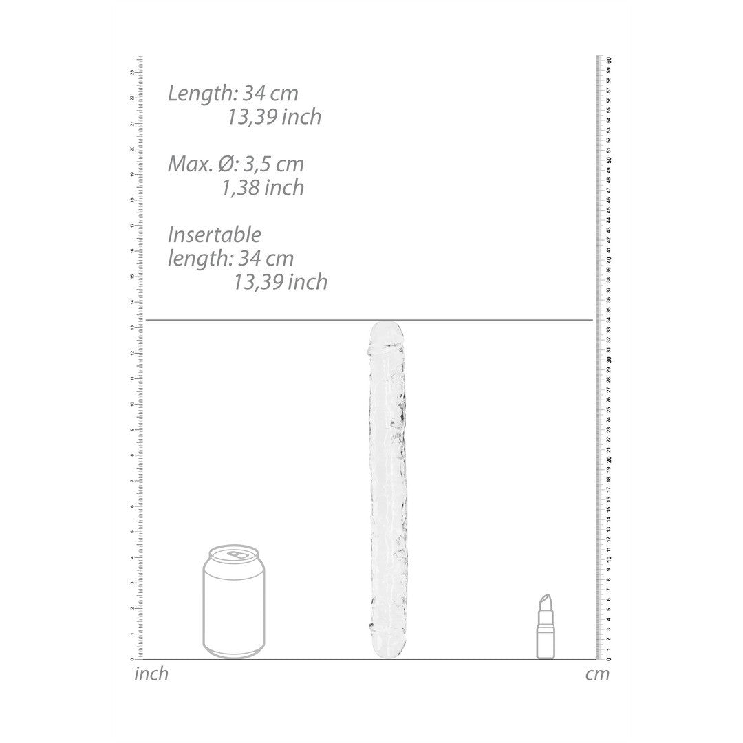 DILDO DUPLO CRYSTAL CLEAR 13 /34 CM TRANSPARENTE REALROCK - Lust Sexshop
