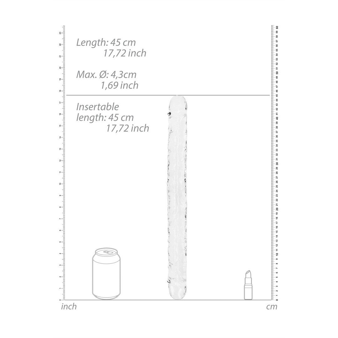 DILDO DUPLO CRYSTAL CLEAR 18 /45 CM TRANSPARENTE REALROCK - Lust Sexshop