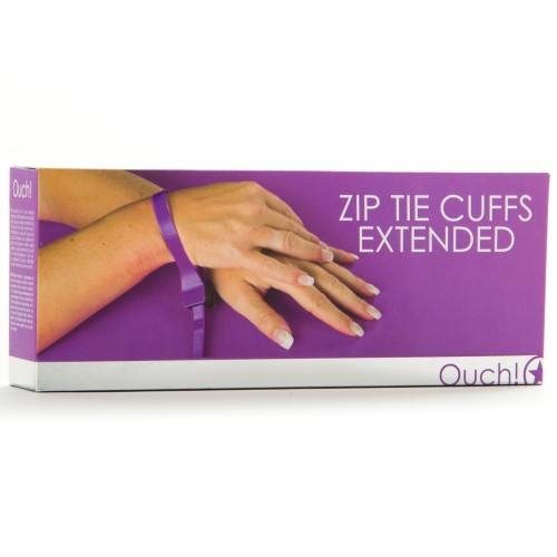 ALGEMAS DESCARTÁVEIS DE PLÁSTICO OUCH! ZIP TIE CUFFS EXTENDED ROXAS - Lust Sexshop