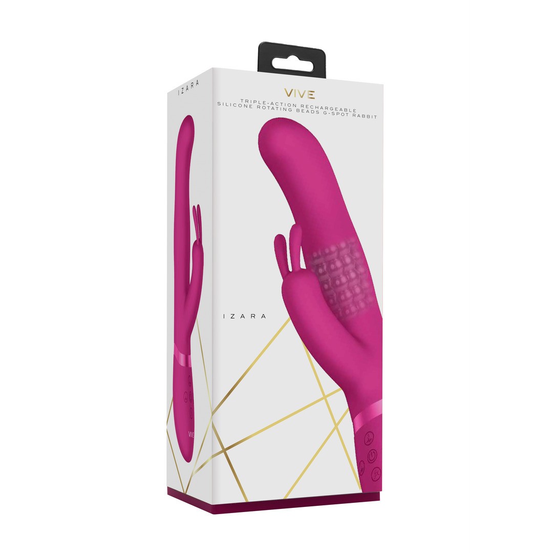 VIBRADOR IZARA ROTATING BEADS RABBIT ROSA VIVE