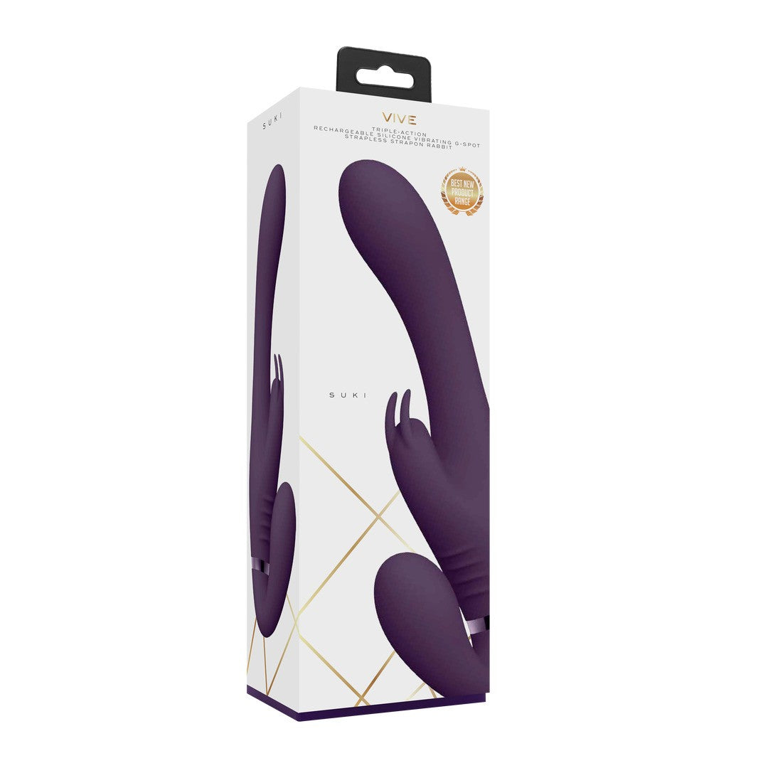 STRAP-ON SEM ARNÊS SUKI VIBRATING RABBIT ROXO VIVE