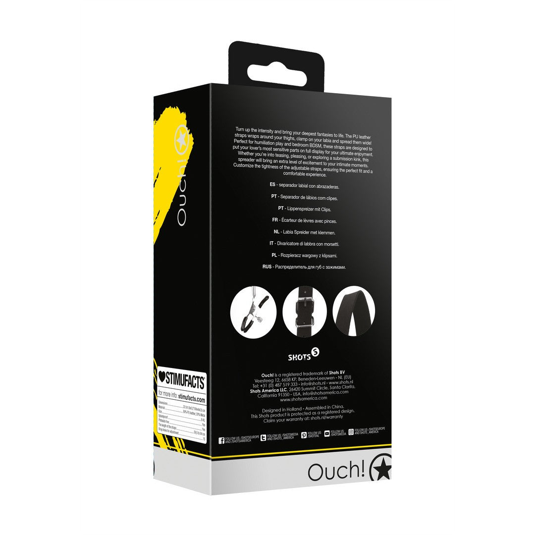 OUCH! XTREME LABIA SPREADER WITH CLAMPS BLACK