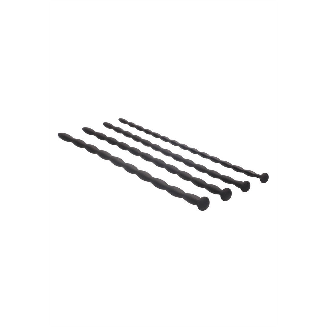 CONJUNTO DE SONDAS DE URETRA SILICONE SPIRAL SCREW PLUG SET ADVANCED PRETO OUCH!