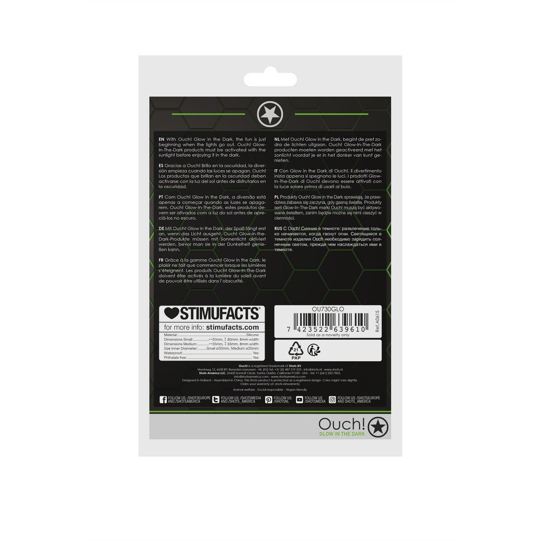CONJUNTO DE 2 ANÉIS PARA O PÉNIS GLOW IN THE DARK OUCH! - Lust Sexshop