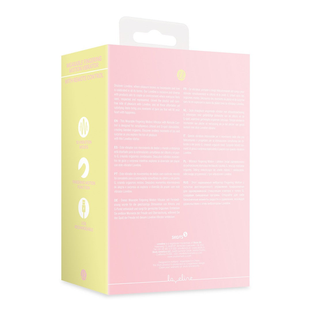 LOVELINE WEARABLE FINGERING MOTION VIBRATOR WITH REMOTE CONTROL CHERRY CHIFFON