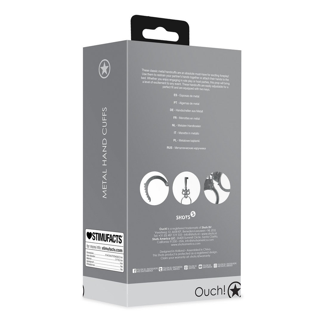 OUCH! METAL HAND CUFFS SILVER