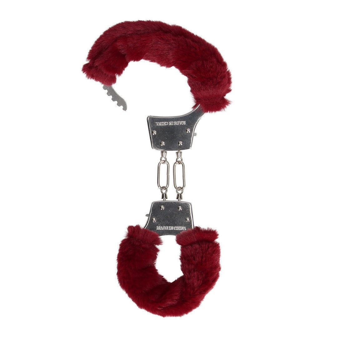 OUCH! FURRY METAL HAND CUFFS RED