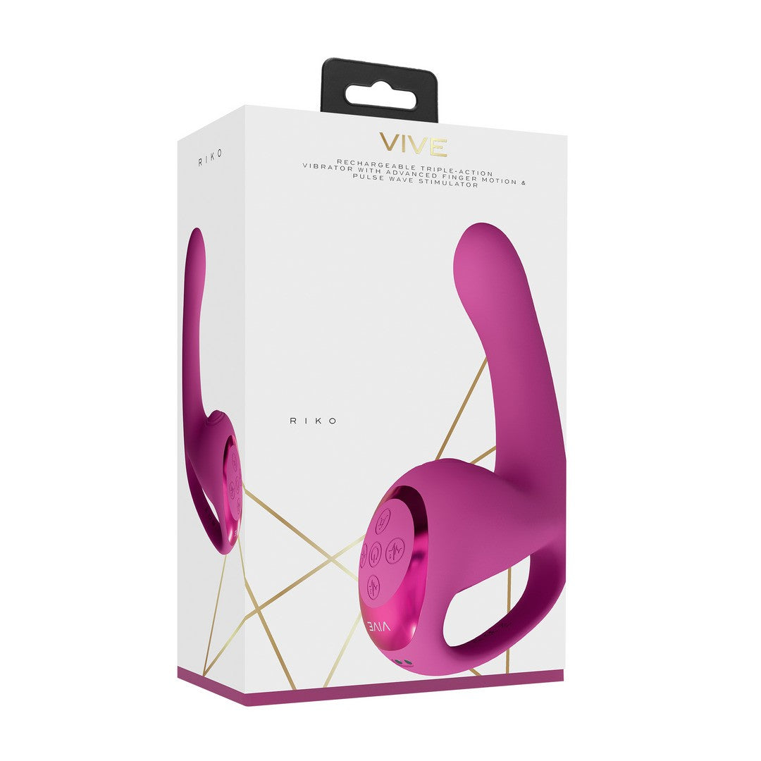 VIBRADOR RIKO CON MOTOR TRIPLE PULSE WAVE STIMULATOR ROSA VIVE