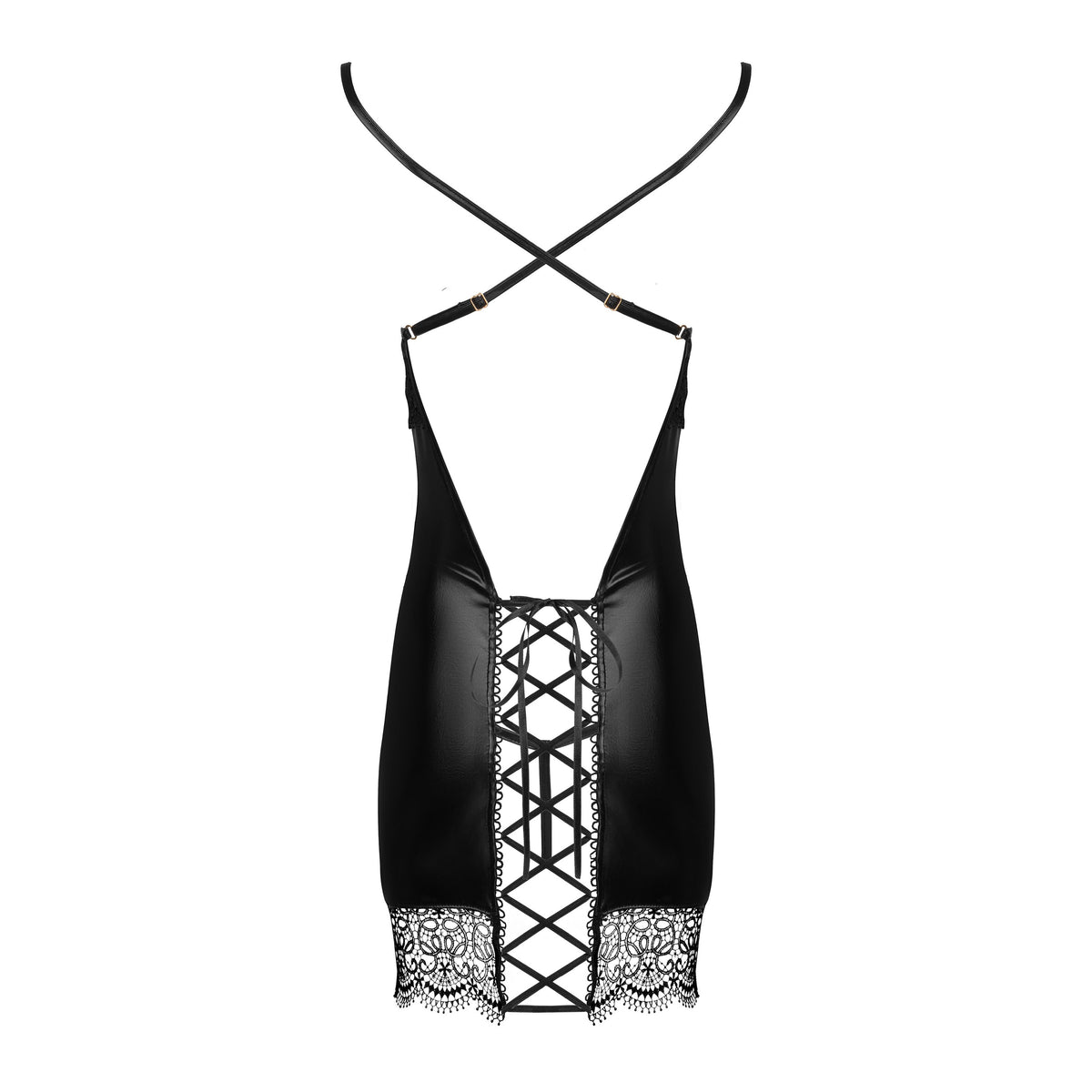 BEAUTY NIGHT FASHION ADELIA CHEMISE AND THONG BLACK
