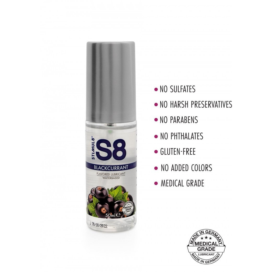 LUBRICANTE A BASE DE AGUA CON SABOR A GROSELLA NEGRA S8 STIMUL8 50ML