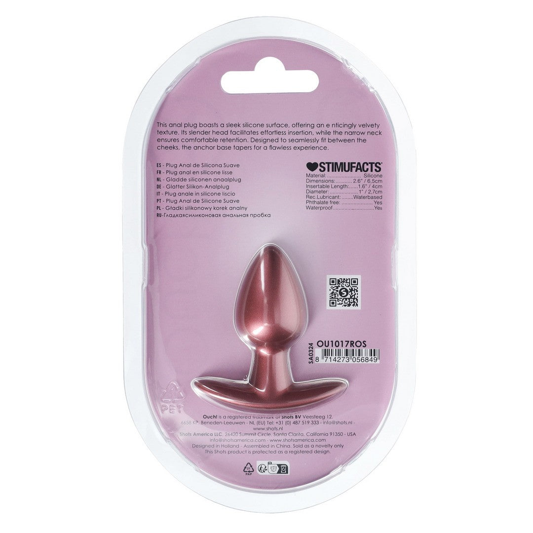 PLUG ANAL SMOOTH SILICONE SMALL 2.6 /6,5 CM ROSE GOLD OUCH!