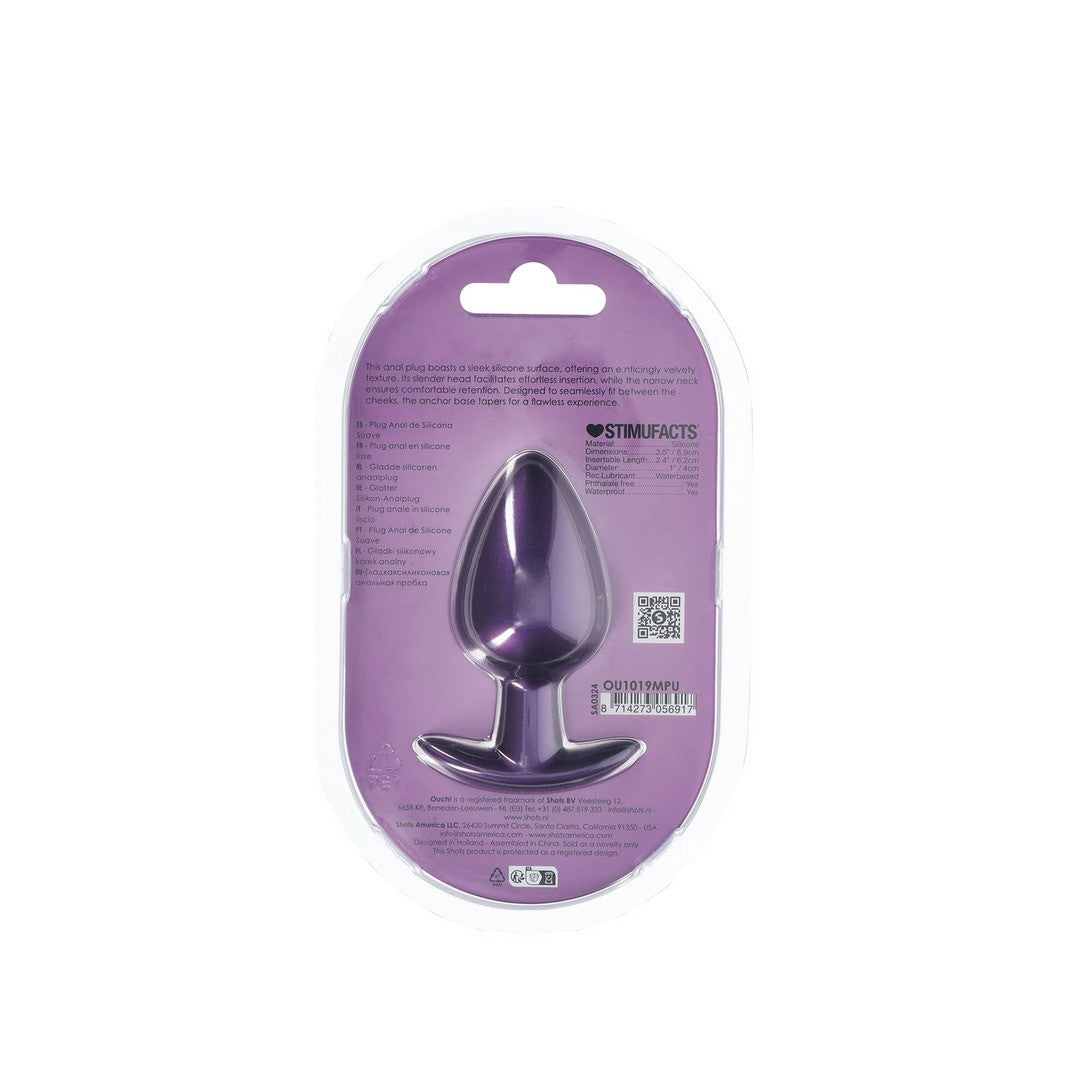 PLUG ANAL SMOOTH SILICONE LARGE 3,5 /8,9 CM METALLIC PURPLE OUCH!