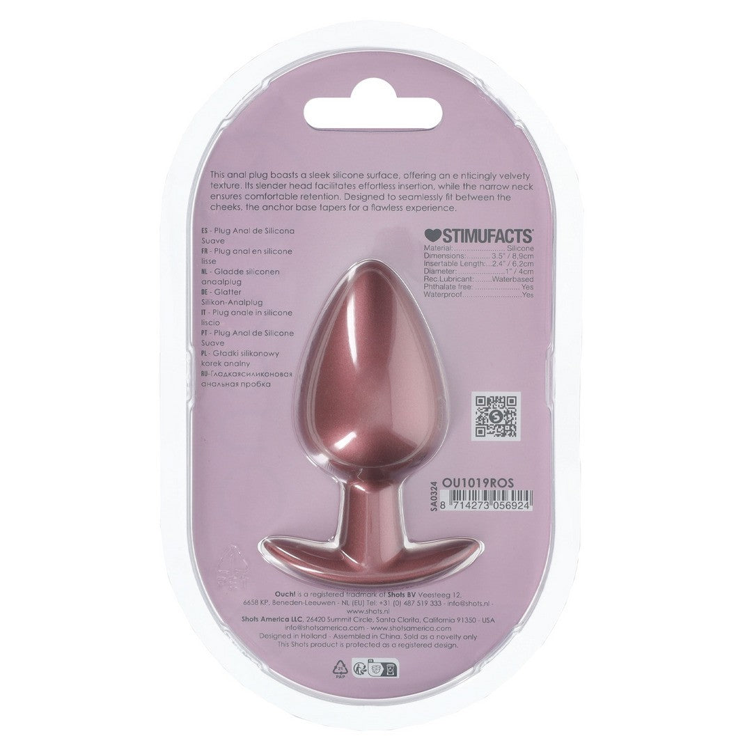 PLUG ANAL SMOOTH SILICONE LARGE 3,5 /8,9 CM ROSE GOLD OUCH!