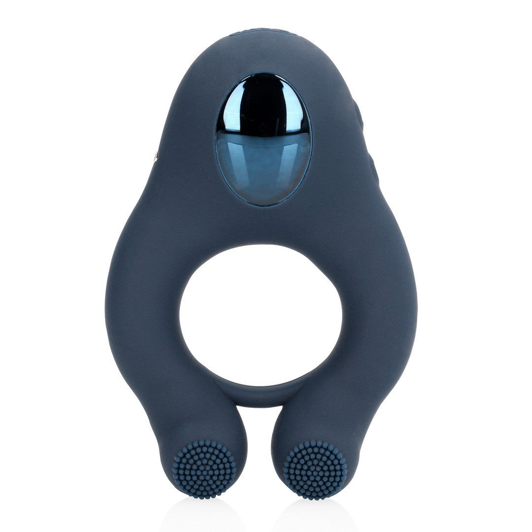 ANEL VIBRATÓRIO COM ESTIMULAÇÃO CLITORIANA AZUL ÍNDIGO LOVELINE - Lust Sexshop