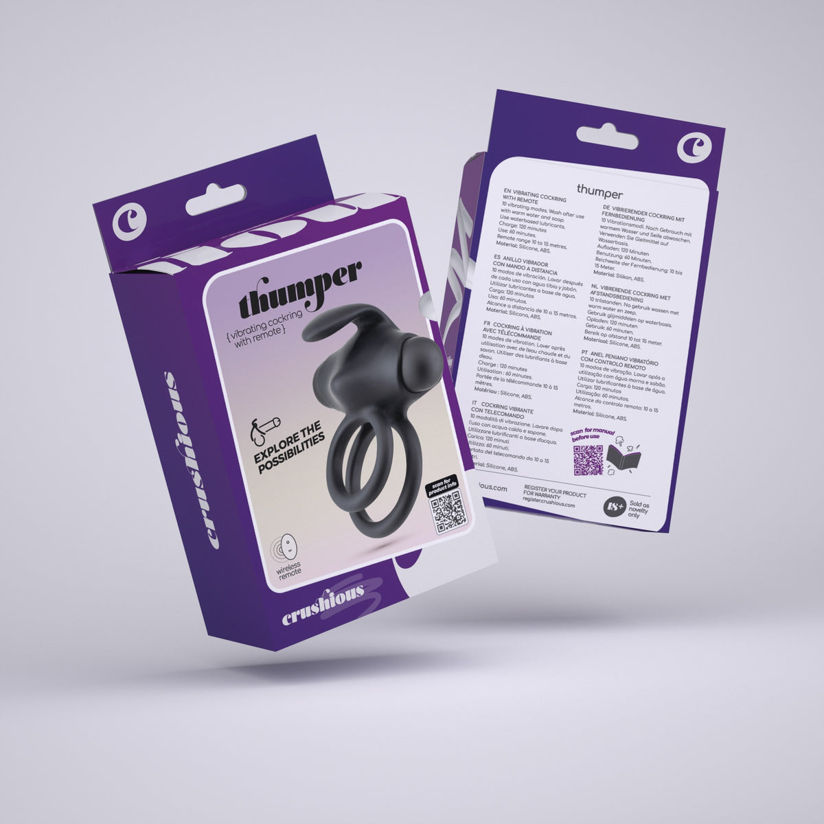 THUMPER ANEL PENIANO DUPLO VIBRATÓRIO COM COMANDO CRUSHIOUS - Lust Sexshop