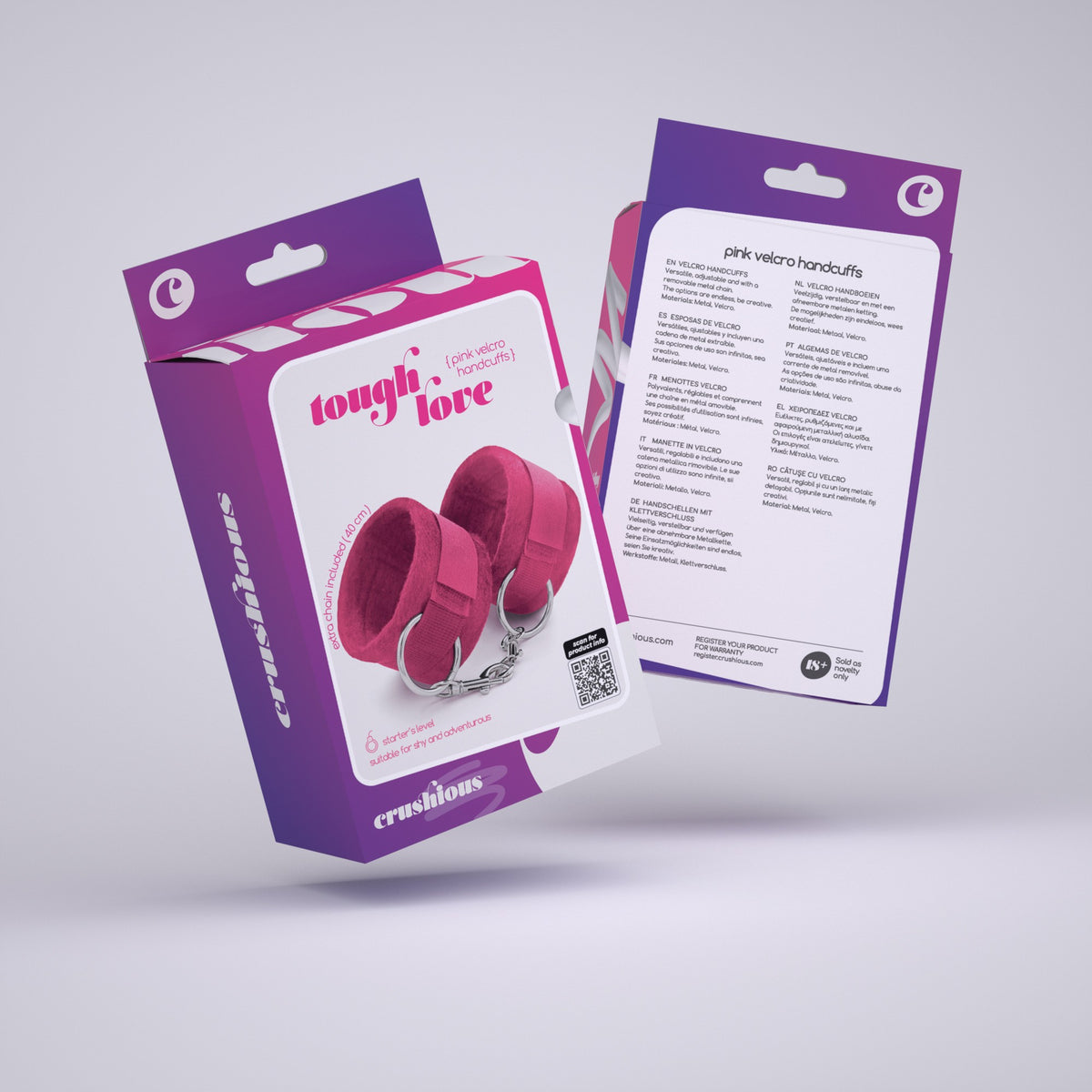 ALGEMAS DE VELCRO TOUGH LOVE COM CORRENTE DE 40CM EXTRA CRUSHIOUS ROSA