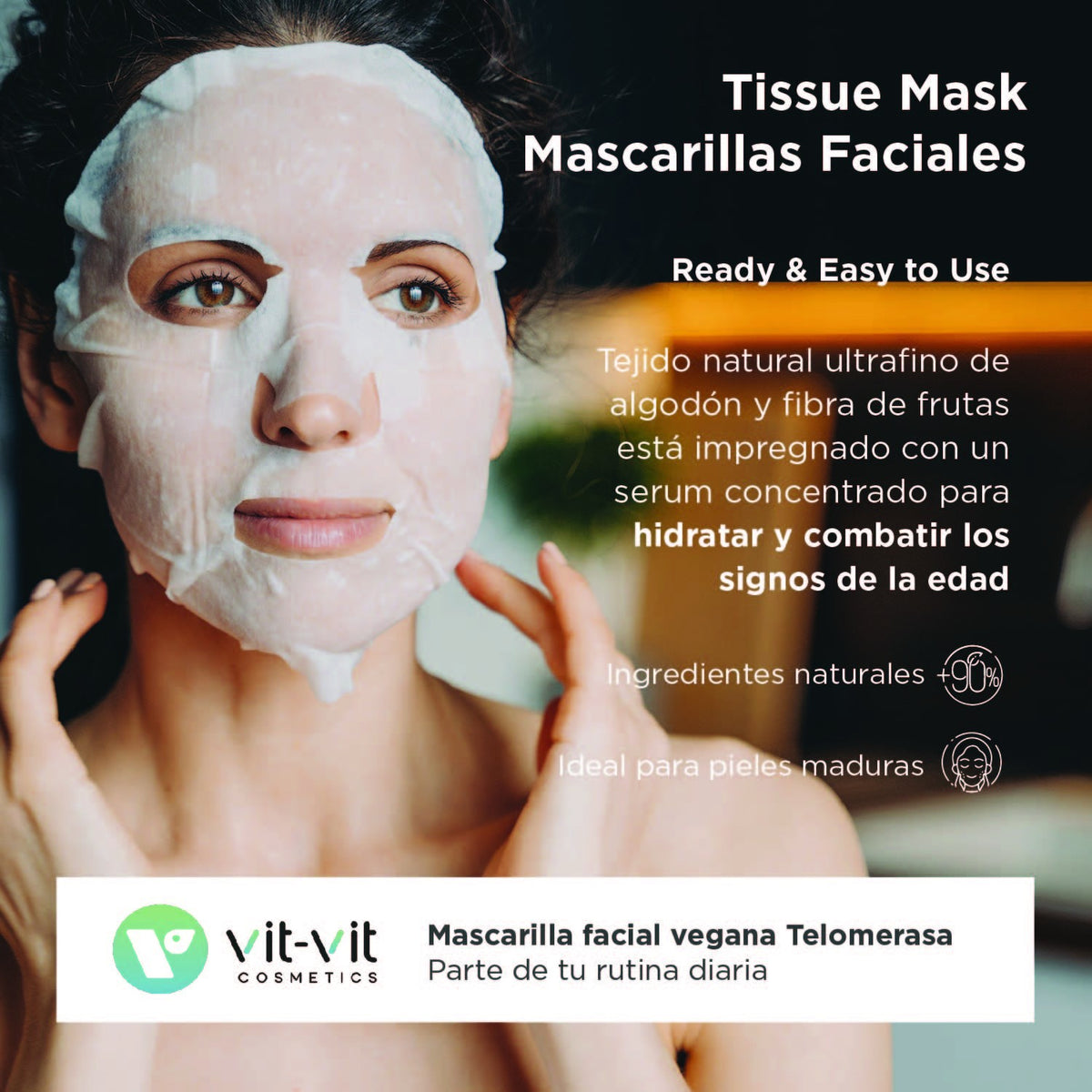 MÁSCARA DE TECIDO FACIAL TELOMERASE BOOSTER VIT VIT COSMETICS 20GR