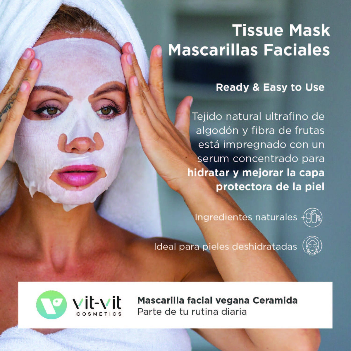 MÁSCARA DE TECIDO FACIAL CERAMIDE RESTORATIVE VIT VIT COSMETICS 20GR