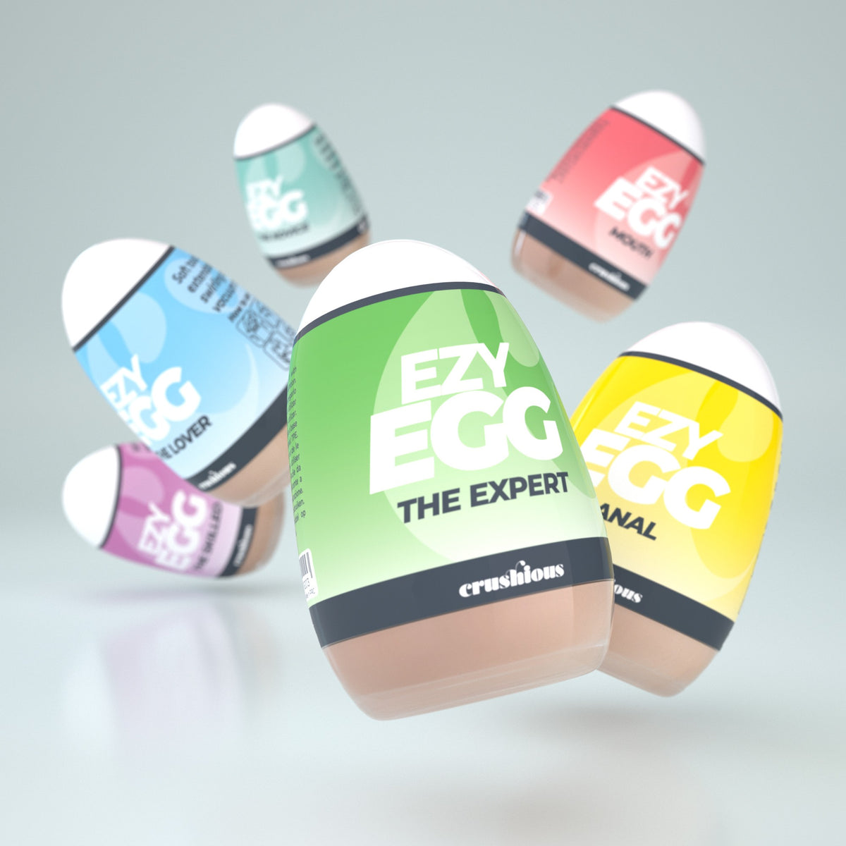 CAIXA COM 6 OVOS MASTURBADORES EZY EGG CRUSHIOUS