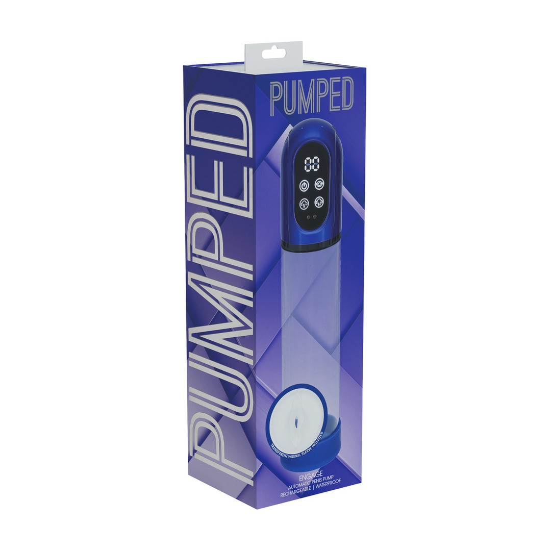 BOMBA PARA O PÉNIS AUTOMÁTICA E MASTURBADOR ENGAGE METALLIC BLUE PUMPED