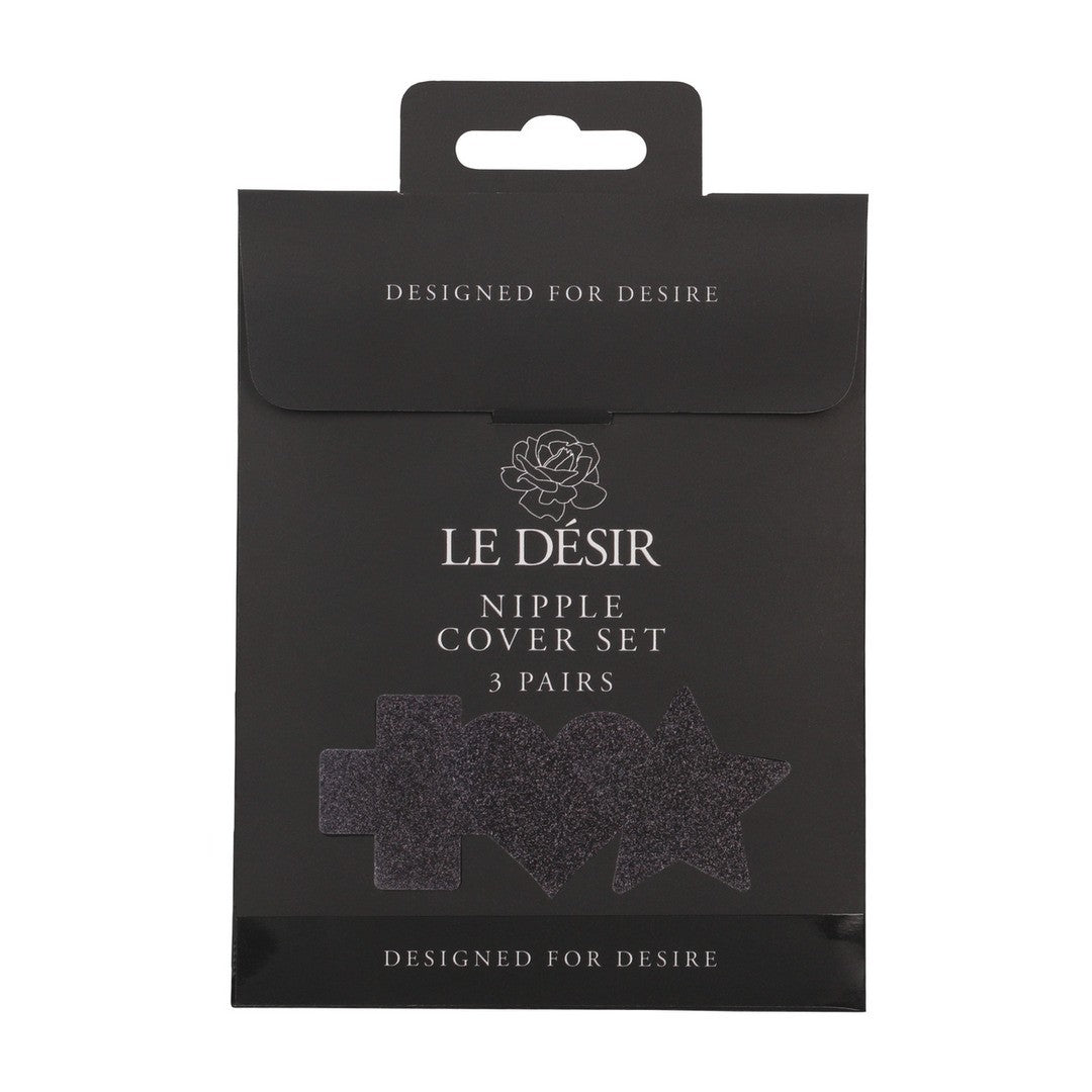 CONJUNTO DE 3 TAPA MAMILOS CROSS STAR HEART PRETOS LE DÉSIR - Lust Sexshop