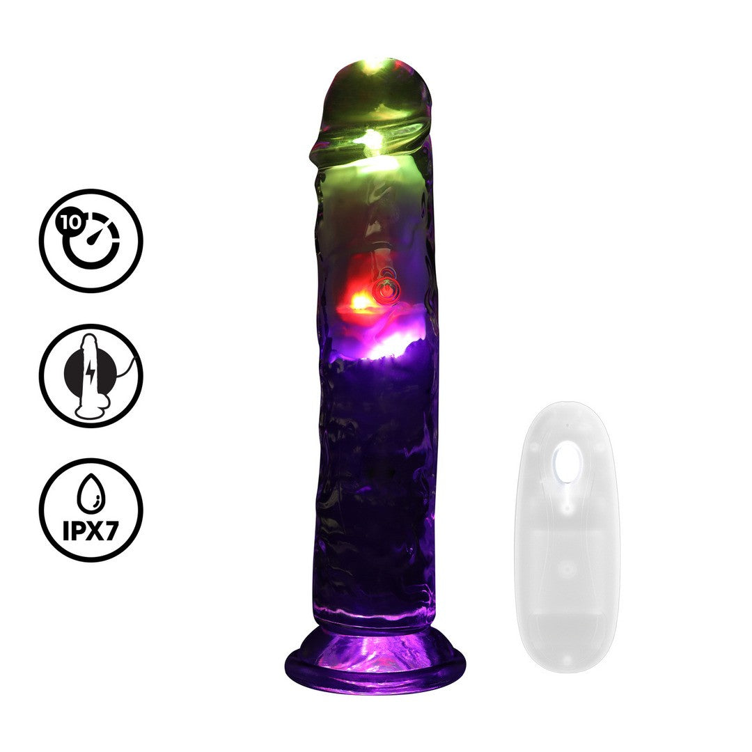 VIBRADOR COM LED E COMANDO LED VIBRATING STRAIGHT COCK 8 /20 CM REALROCK