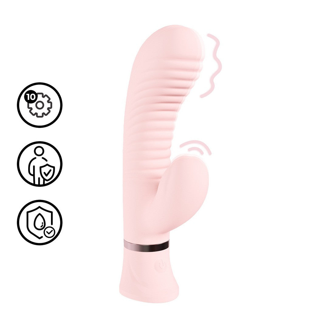 VIBRADOR MYSTIQUE RIBBED RABBIT ROSA LOVELINE