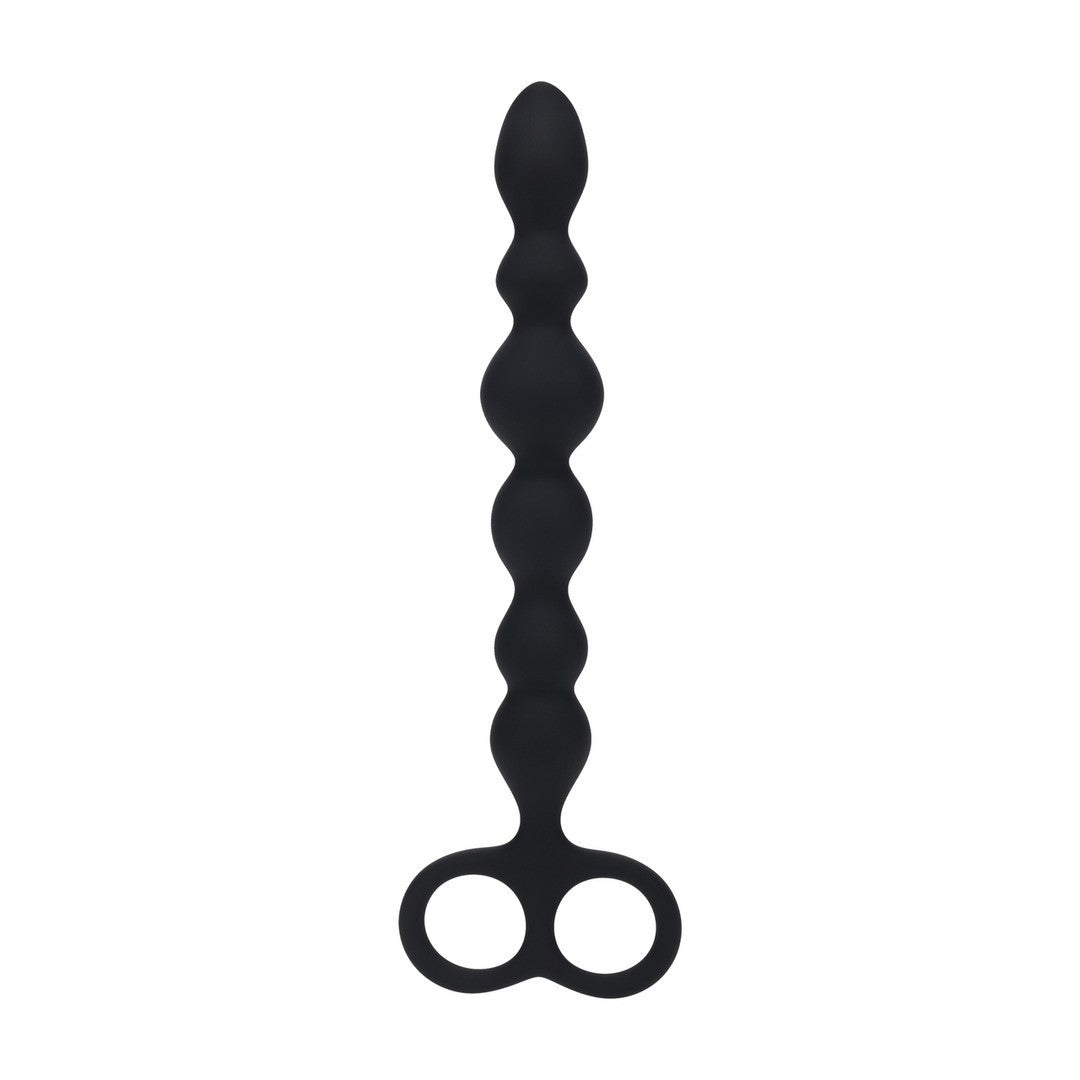 SONDA ANAL COM PÉROLAS EM FORMA DE COBRA E LAÇO PRETO LEVELZ
