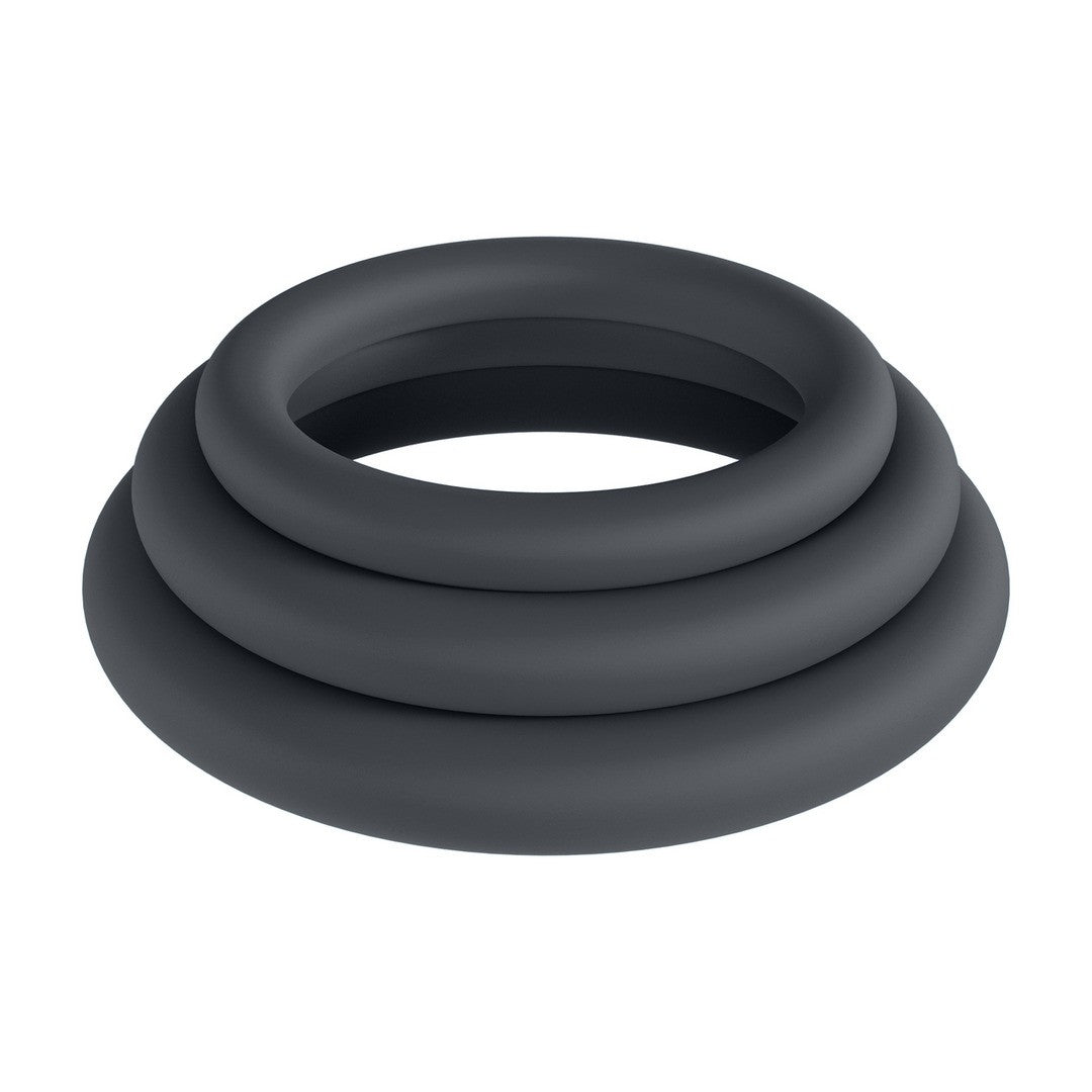CONJUNTO DE 3 ANÉIS CLÁSSICOS PARA O PÉNIS XS/S/M PRETO LEVELZ - Lust Sexshop