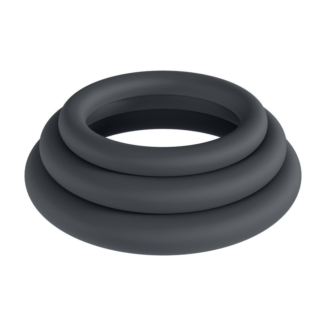 CONJUNTO DE 3 ANÉIS CLÁSSICOS PARA O PÉNIS L/XL/XXL PRETO LEVELZ - Lust Sexshop