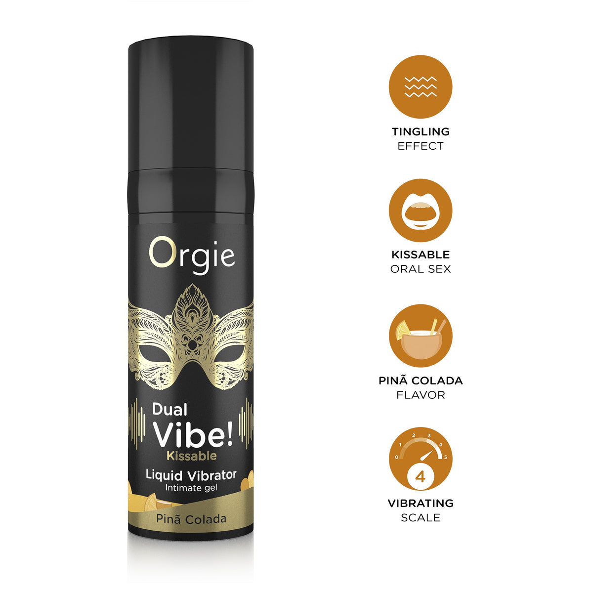 VIBRADOR LÍQUIDO COM SABOR A PIÑA COLADA DUAL VIBE 15ML ORGIE