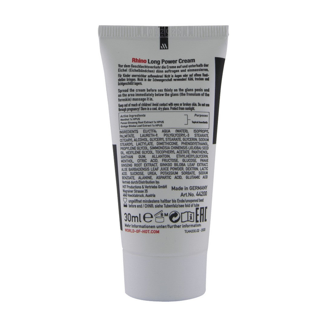CREME RETARDANTE RHINO LONG POWER CREAM HOT™ 30ML - Lust Sexshop