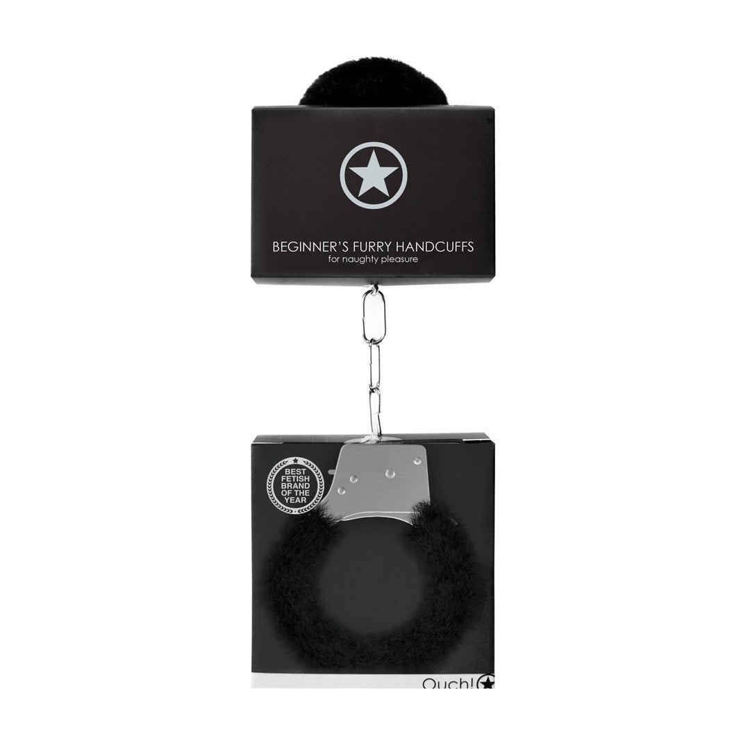 ALGEMAS COM PELUCHE BEGINNER'S FURRY HANDCUFFS PRETAS - Lust Sexshop