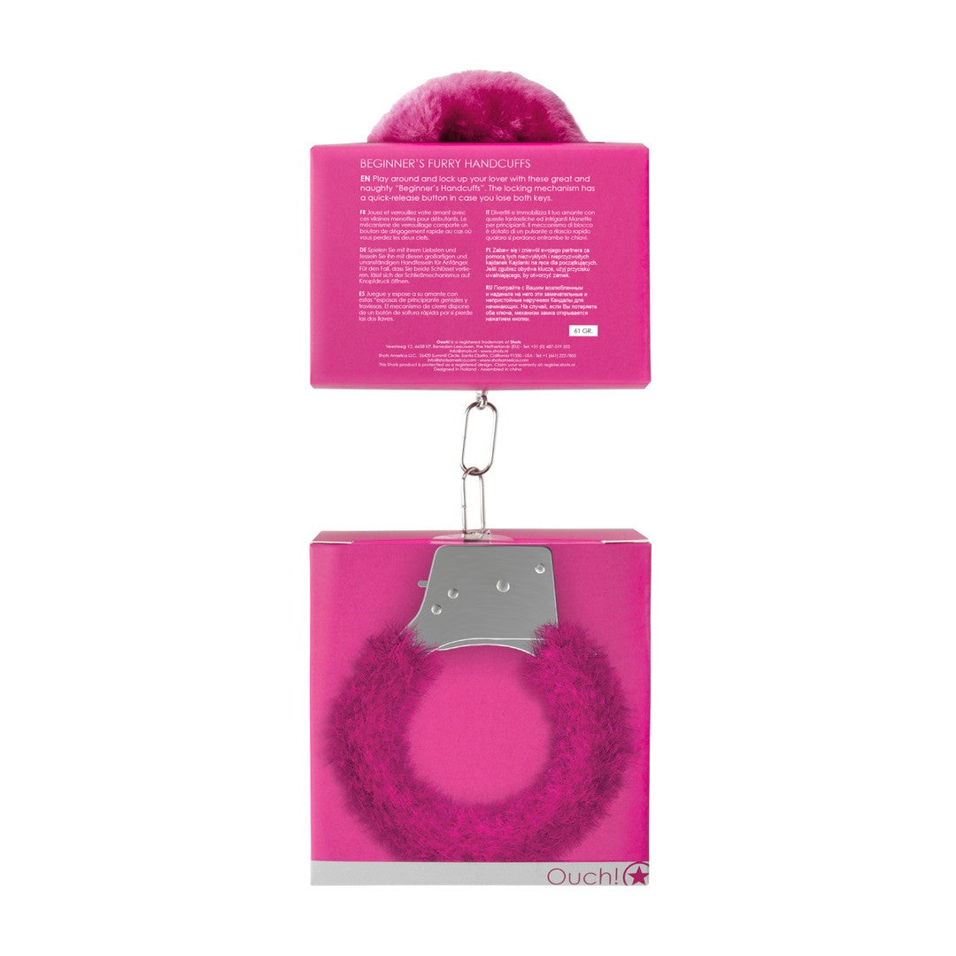 ALGEMAS COM PELUCHE BEGINNER'S FURRY HANDCUFFS ROSA - Lust Sexshop