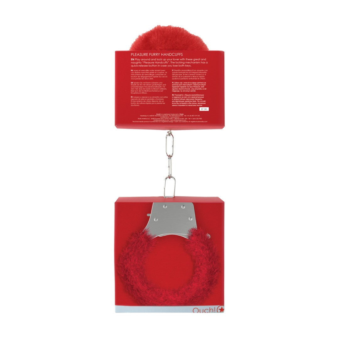 ALGEMAS COM PELUCHE PLEASURE FURRY HANDCUFFS VERMELHAS - Lust Sexshop