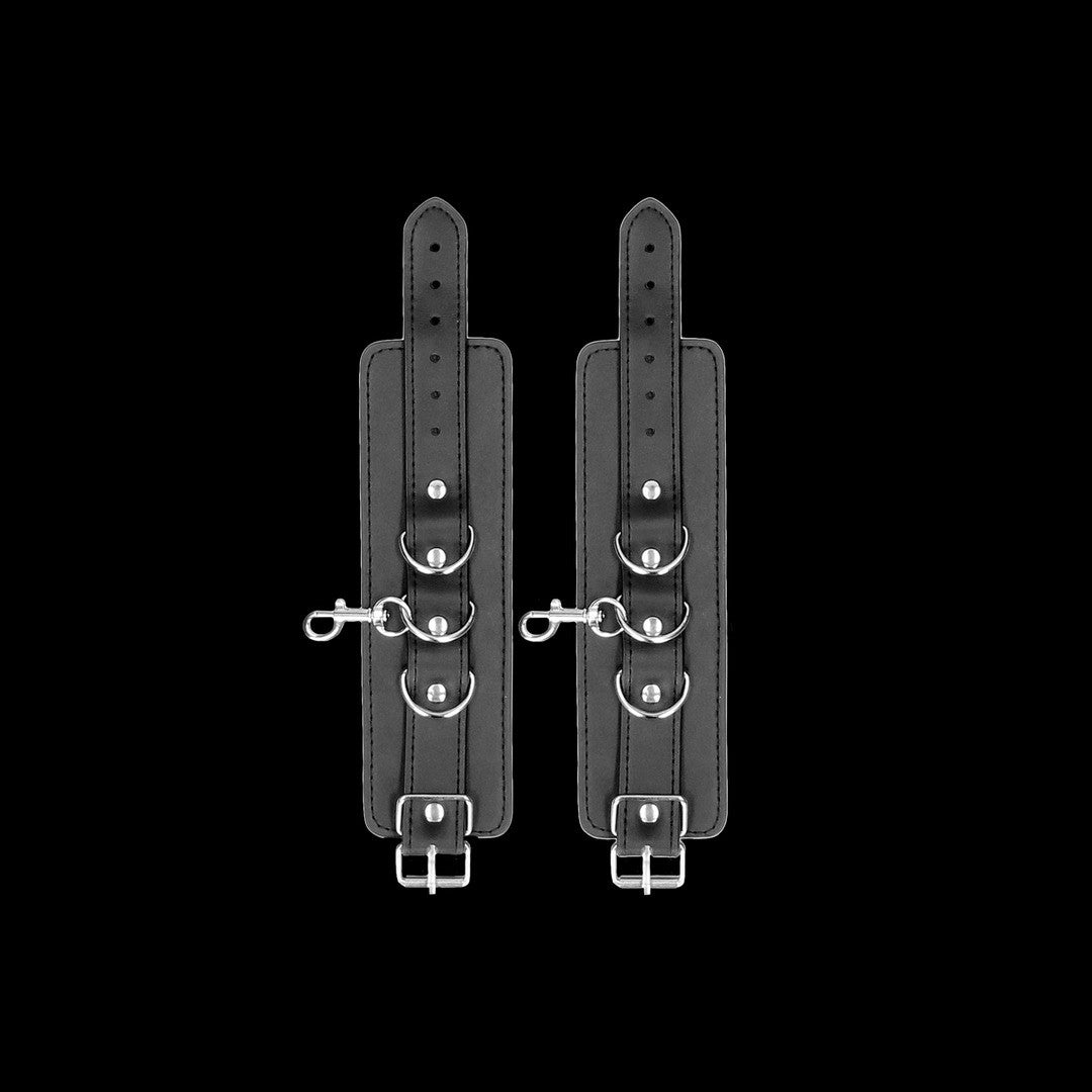ALGEMAS PARA OS PULSOS E TORNOZELOS OUCH! LEATHER HAND AND LEG CUFFS PRETAS - Lust Sexshop