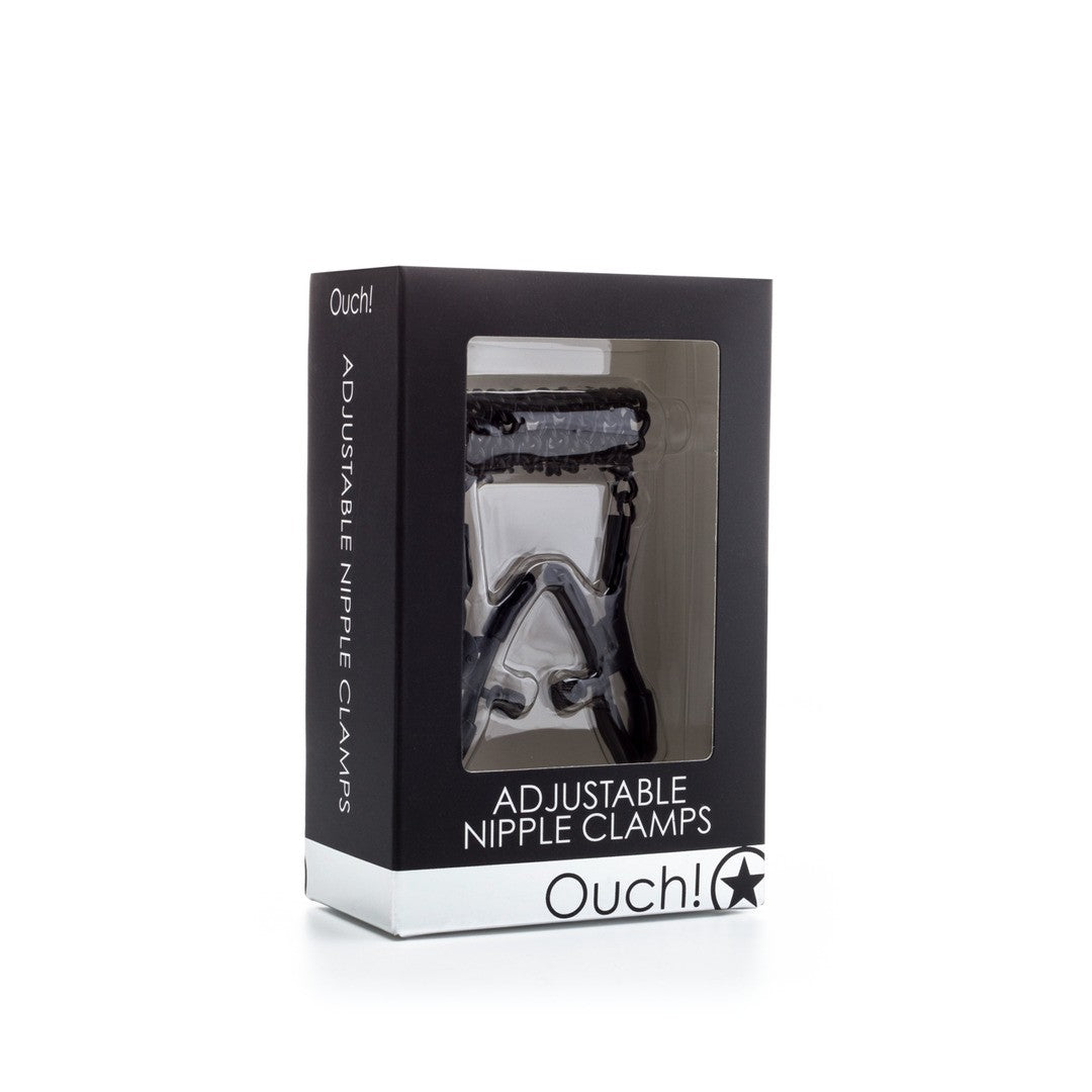 PINÇAS PARA MAMILOS OUCH! ADJUSTABLE NIPPLE CLAMPS PRETAS - Lust Sexshop