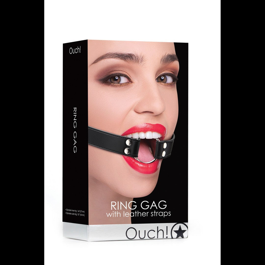 MORDAÇA OUCH! RING GAG PRETA - Lust Sexshop