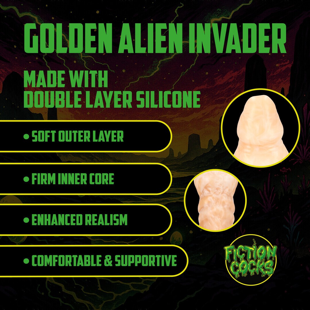 DILDO MONSTER EM SILICONE GOLDEN ALIEN INVADER DOURADO OUCH!