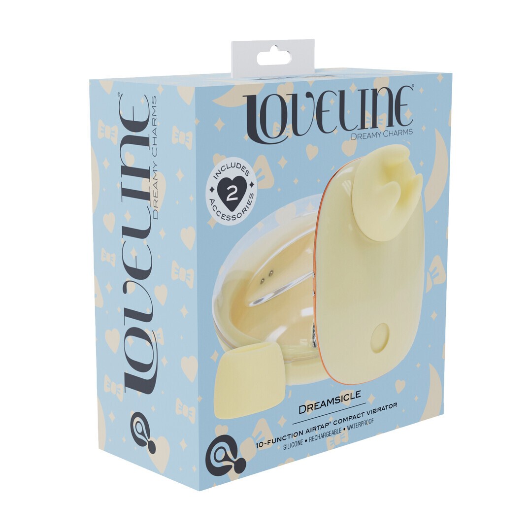 ESTIMULADOR AIRTAP COMPACTO COM ACESSÓRIOS DREAMSICLE AMARELO LOVELINE
