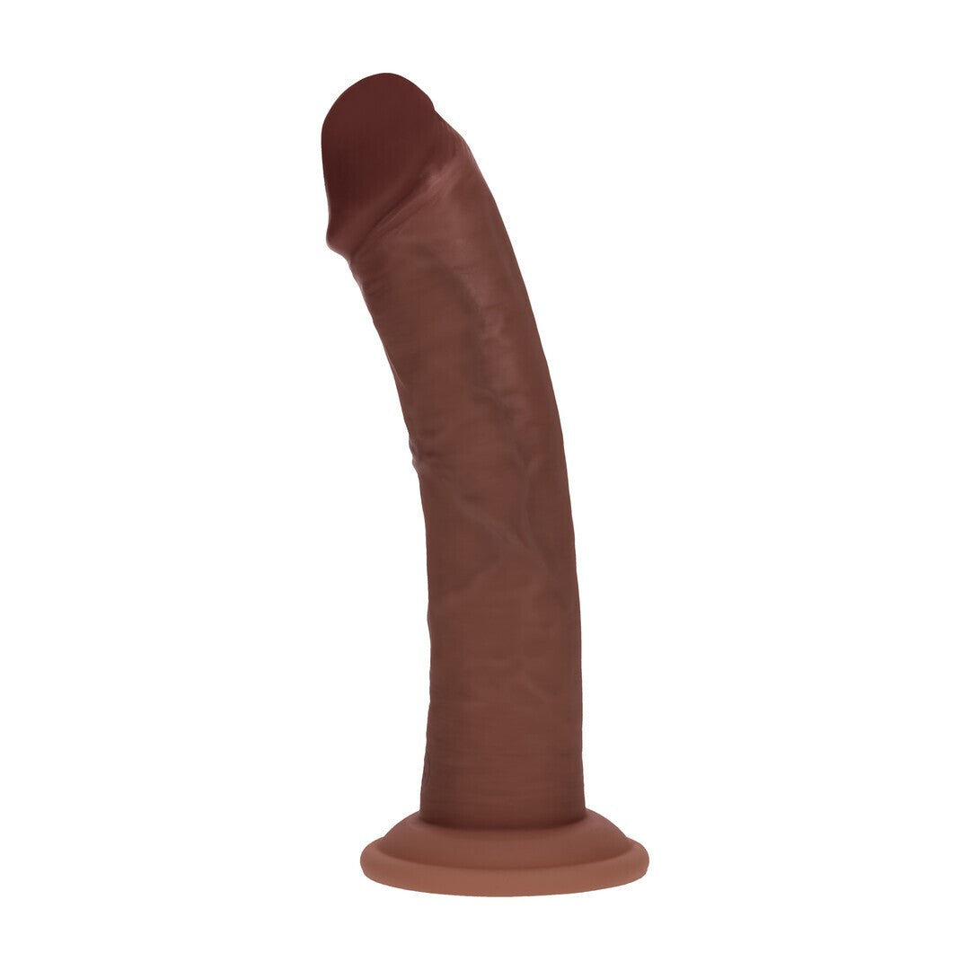VIBRADOR REALISTA DUAL DENSITY SILICONE CURVED 8 /20.3 CM BROWN REALROCK