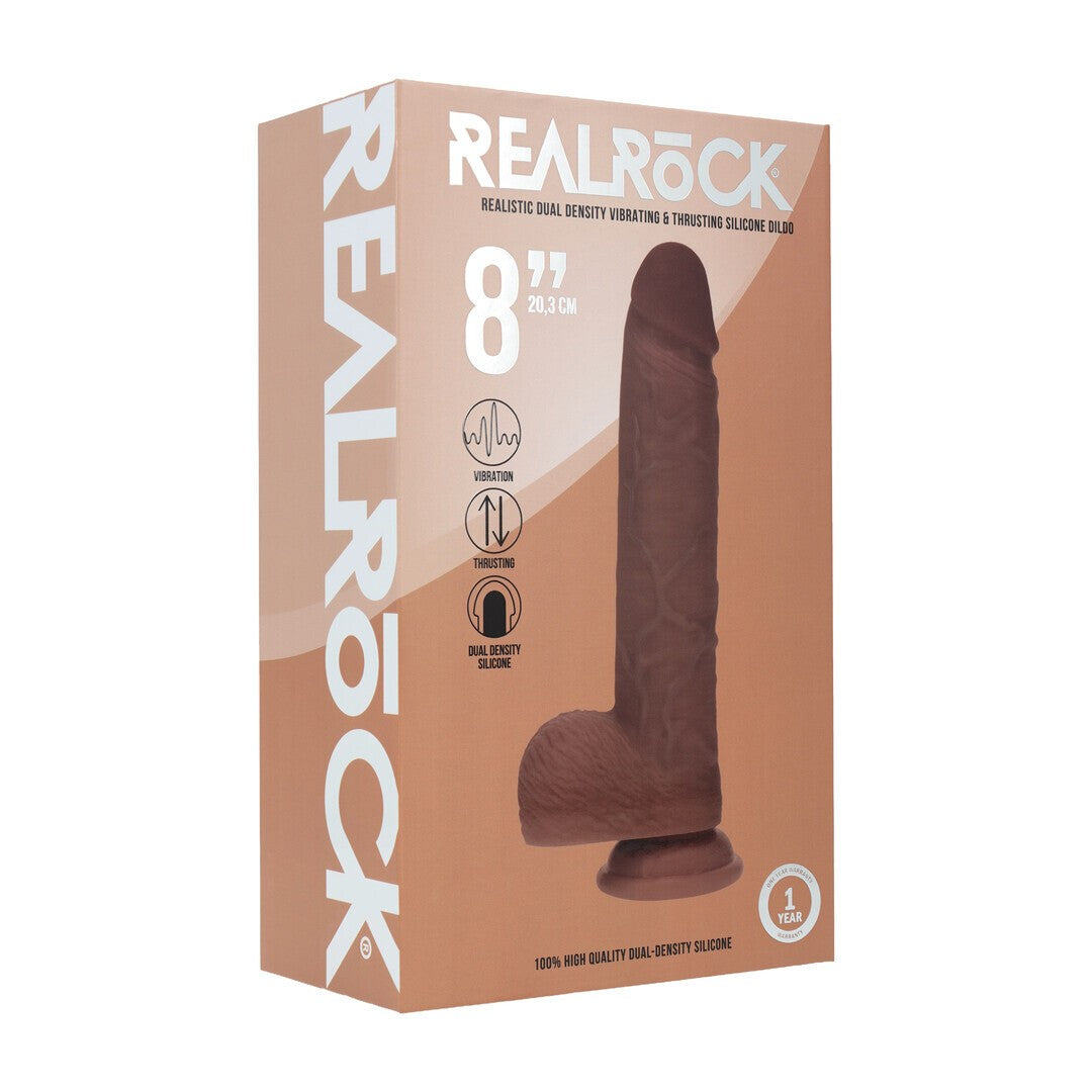 VIBRADOR DUAL DENSITY SILICONE REALISTIC THRUSTING 8 /20.3 CM BROWN REALROCK