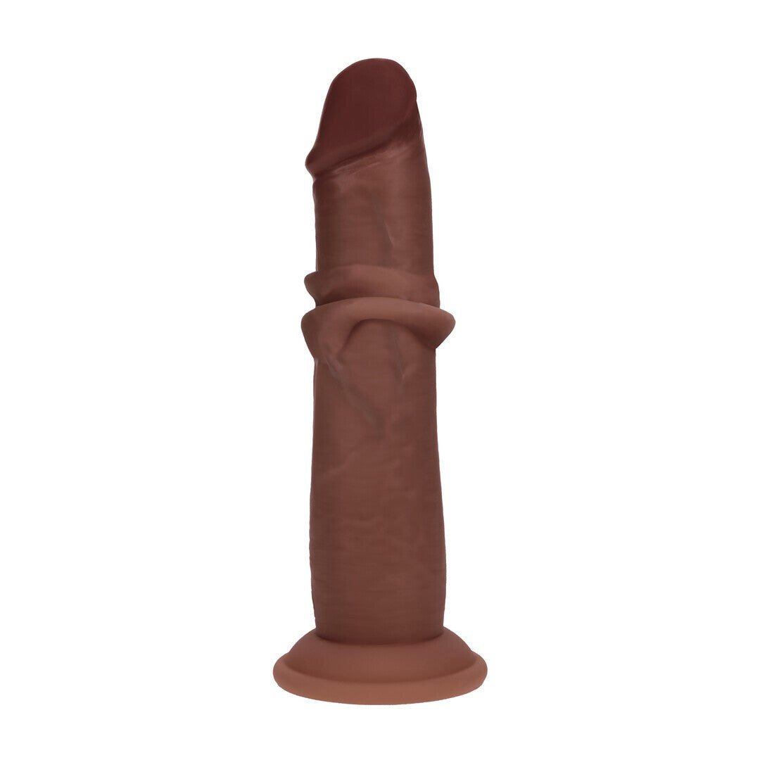 REALROCK DUAL DENSITY SILICONE REALISTIC SLIDING SKIN DILDO 8 /20.5 CM BROWN