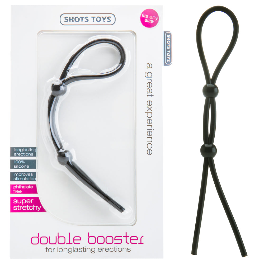 ANEL AJUSTÁVEL PARA O PÉNIS E TESTÍCULOS DOUBLE BOOSTER PRETO - Lust Sexshop