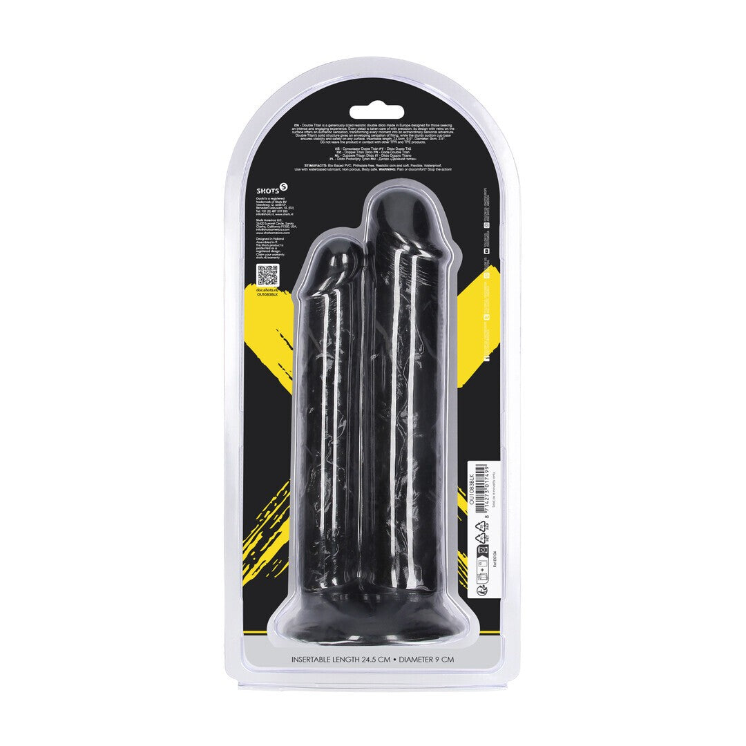 DILDO DUPLO DOUBLE TITAN 24.5 CM PRETO - Lust Sexshop