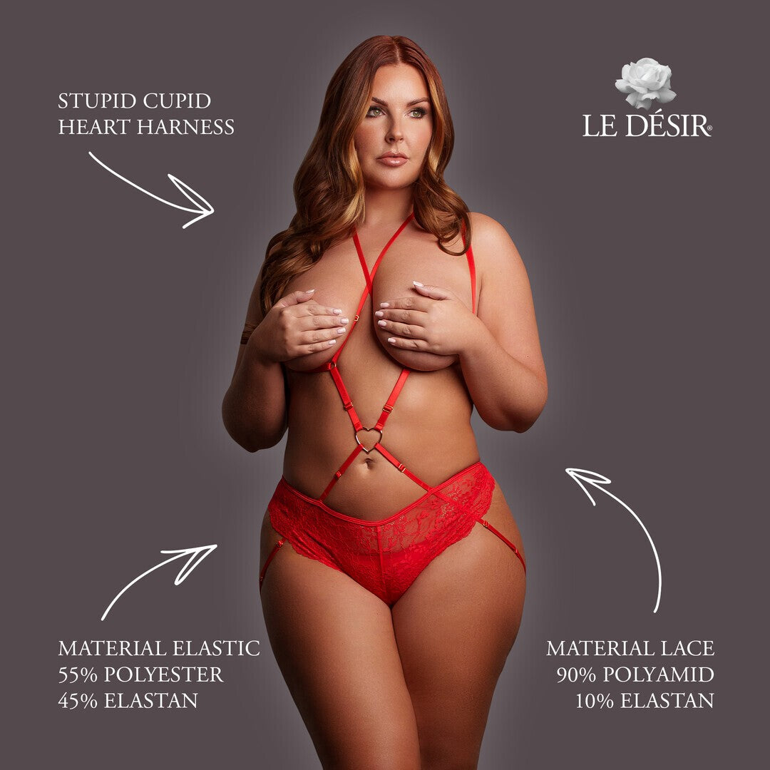 ARNÊS CORPORAL STUPID CUPID HEART TAMANHO QUEEN VERMELHO LE DÉSIR